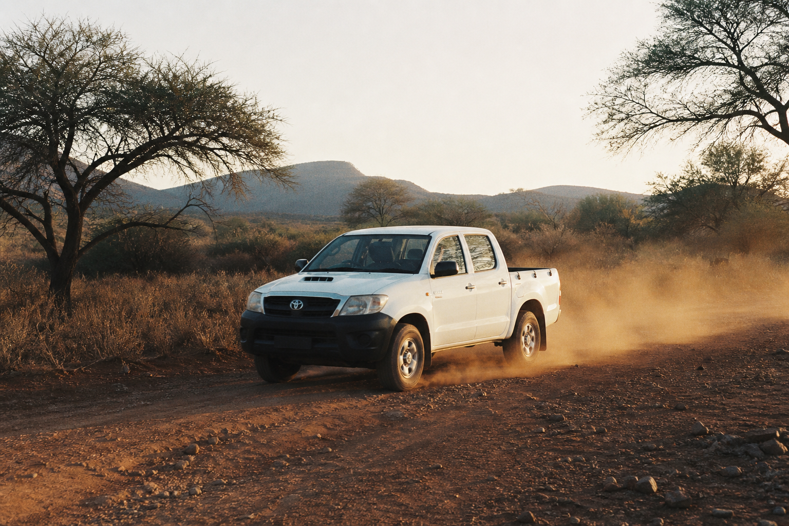 Bakkie on a gravel road in South Africa