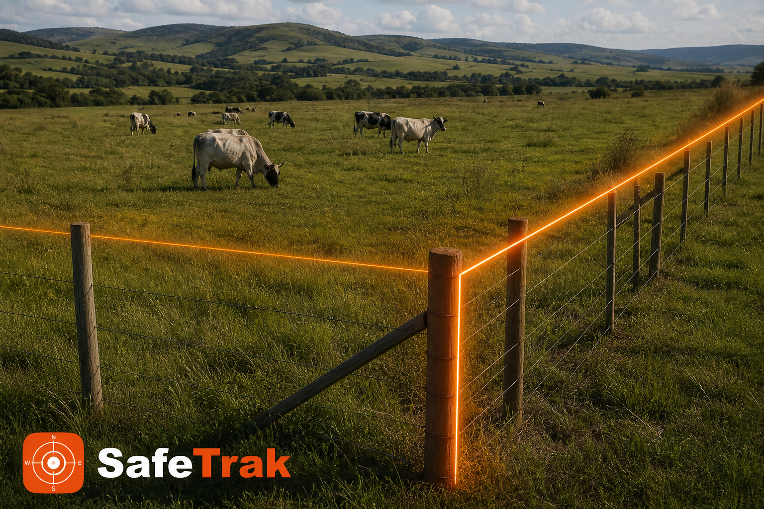 Cattle along a fence line in open veld